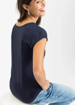 Top con hombros de encaje Mujer Camisetas