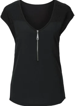 Outlet Top con hombros de encaje Mujer Camisetas
