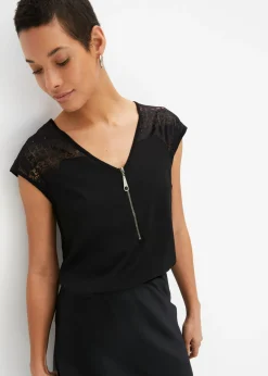 Outlet Top con hombros de encaje Mujer Camisetas