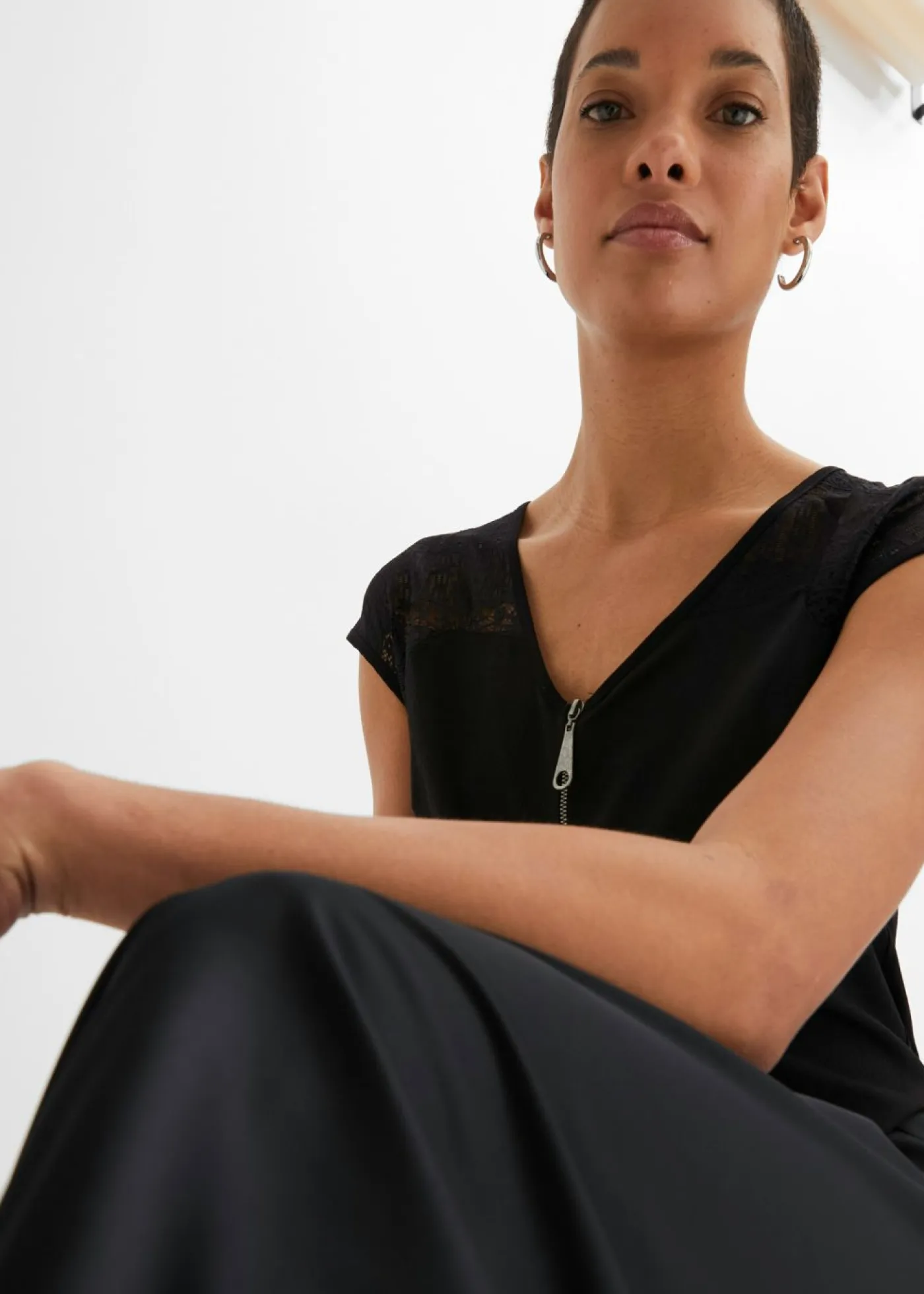 Outlet Top con hombros de encaje Mujer Camisetas
