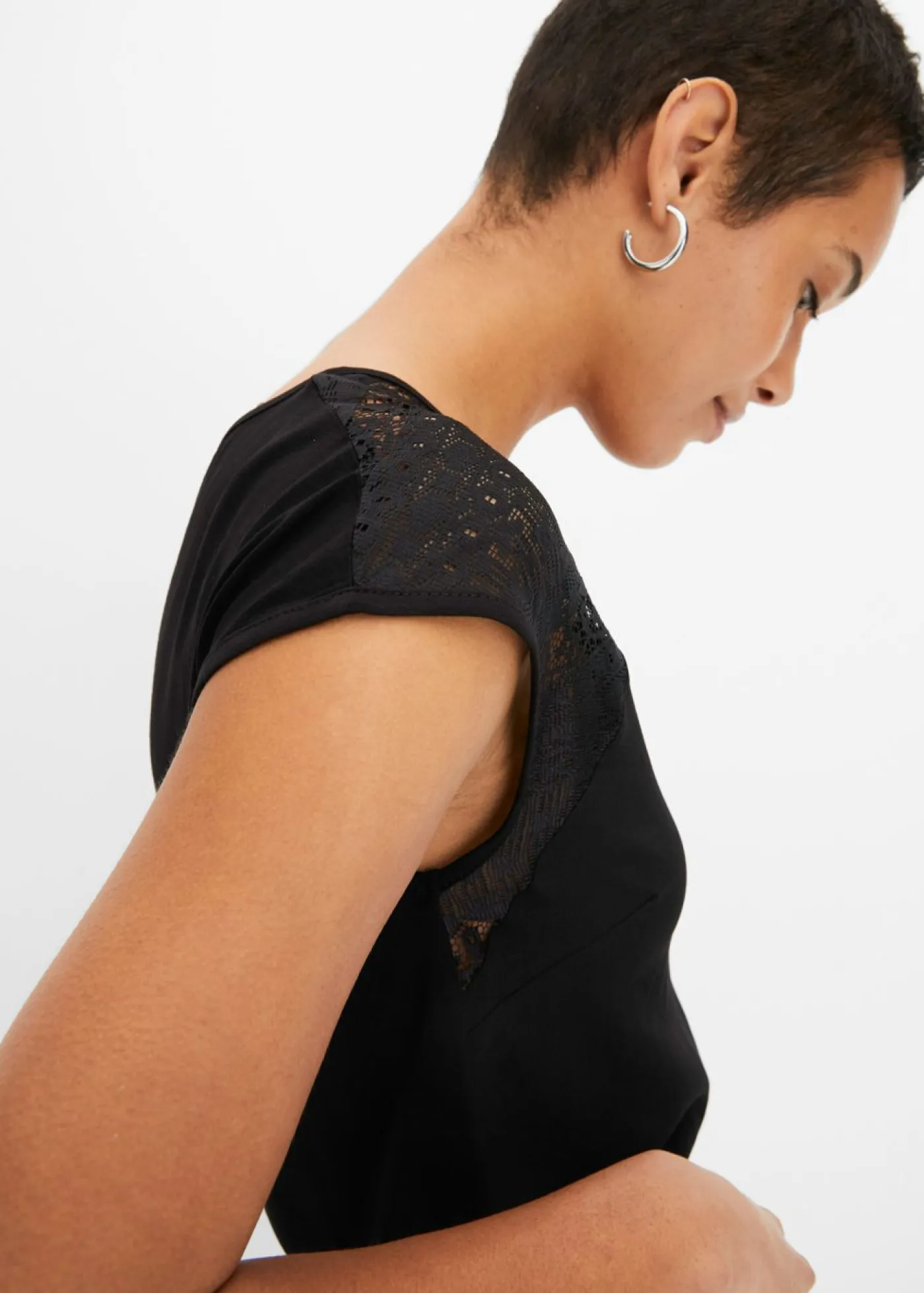 Outlet Top con hombros de encaje Mujer Camisetas