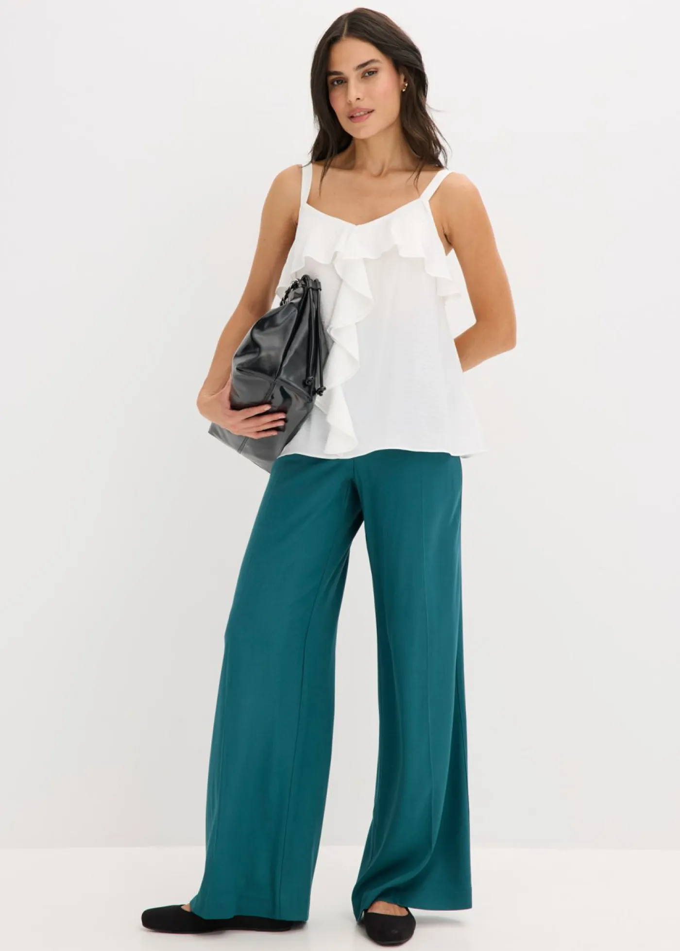 Outlet Top con tirantes finos y satén brillante Mujer Camisas Y Blusas|Camisetas