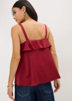 Best Top con tirantes finos y satén brillante Mujer Camisas Y Blusas|Camisetas