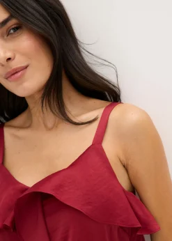 Best Top con tirantes finos y satén brillante Mujer Camisas Y Blusas|Camisetas