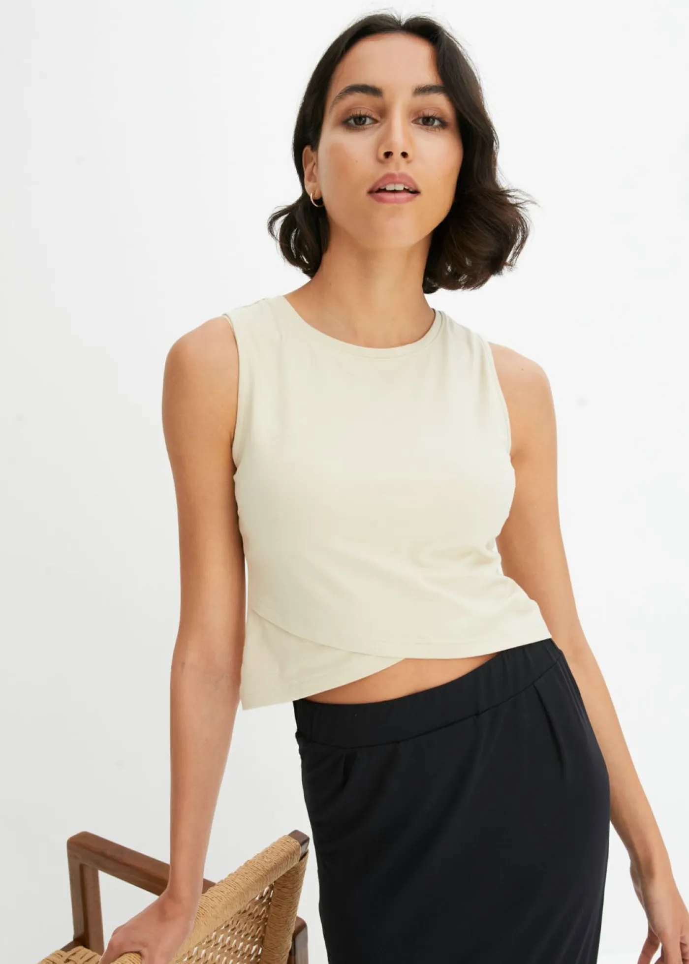 Top corto de suave mezcla de algodón Mujer Camisetas