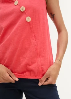 Discount Top de algodón con diseño cruzado y cintura elástica Mujer Camisas Y Blusas|Camisetas