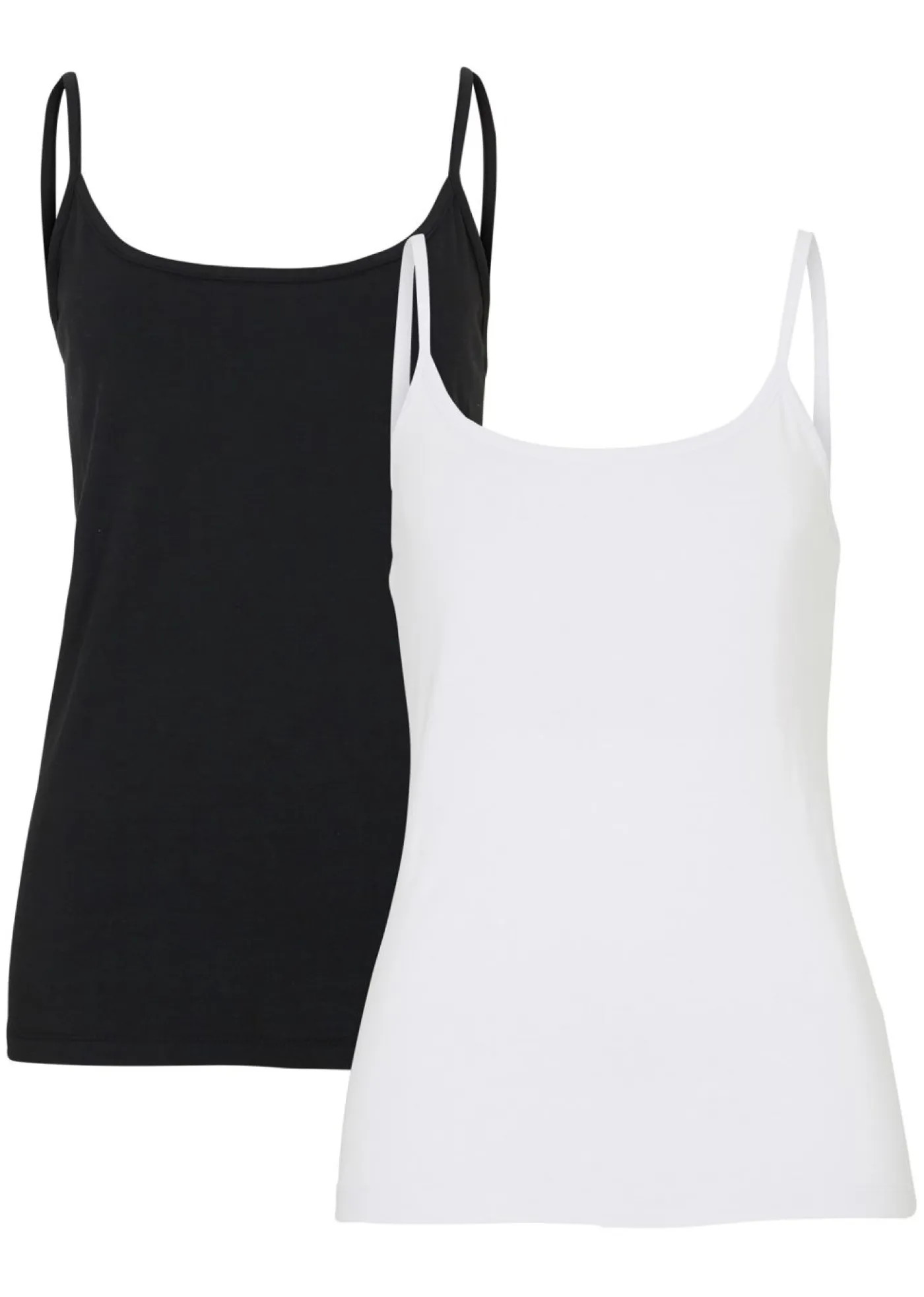 Best Top de algodón orgánico puro con tirantes finos (2 unidades) Mujer Camisetas Interiores|Básicos