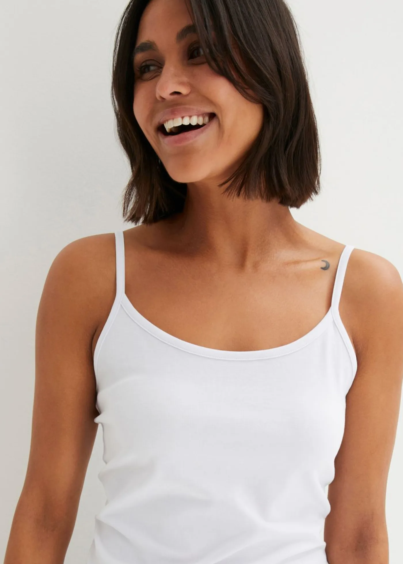 Best Top de algodón orgánico puro con tirantes finos (2 unidades) Mujer Camisetas Interiores|Básicos