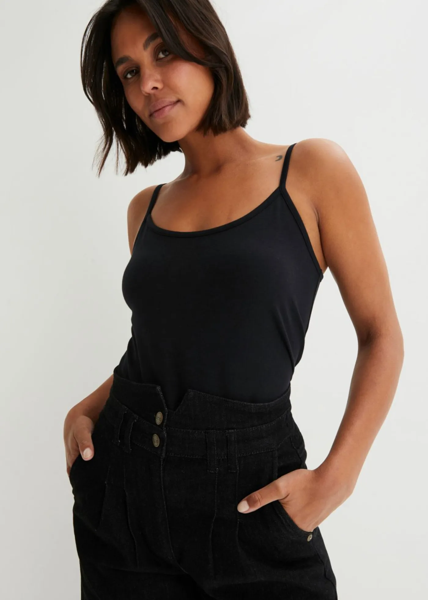 Online Top de algodón orgánico puro con tirantes finos (2 unidades) Mujer Camisetas Interiores|Básicos