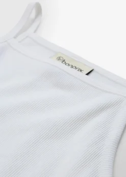 Online Top de algodón orgánico puro de canalé Mujer Camisetas