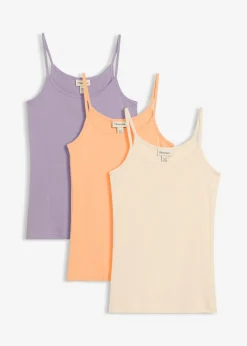 Hot Top de algodón puro con tirantes finos (3 unidades) Mujer Camisetas Interiores|Básicos