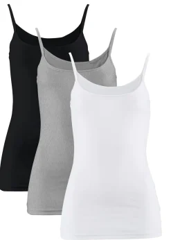 Top de algodón puro con tirantes finos (3 unidades) Mujer Camisetas Interiores|Básicos