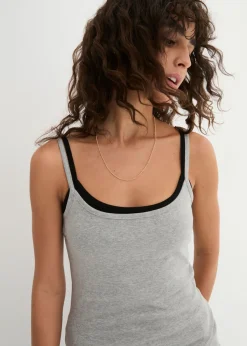 Top de algodón puro con tirantes finos (3 unidades) Mujer Camisetas Interiores|Básicos