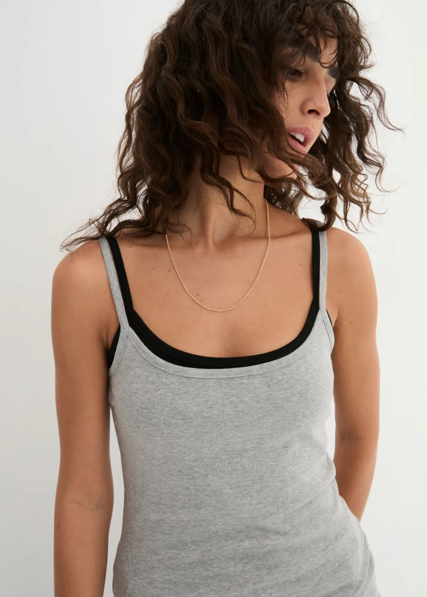 Top de algodón puro con tirantes finos (3 unidades) Mujer Camisetas Interiores|Básicos