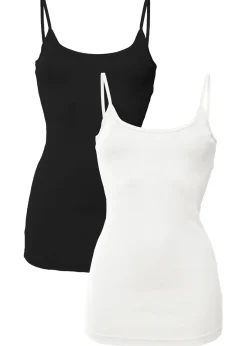 Clearance Top de algodón puro con tirantes finos (2 unidades) Mujer Camisetas Interiores|Básicos
