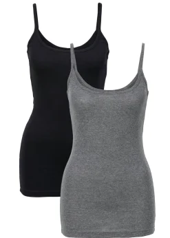 New Top de algodón puro con tirantes finos (2 unidades) Mujer Camisetas Interiores|Básicos