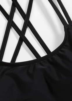 Top de bikini bustier con tirantes cruzados Mujer Conjuntos De Traje De Baño|Ropa De Baño Deportiva