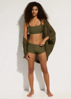 Discount Top de bikini bustier con tirantes cruzados Mujer Conjuntos De Traje De Baño|Ropa De Baño Deportiva