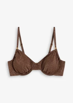 Best Top de bikini con aros de material brillante Mujer Copas Grandes (D-G)|Conjuntos De Traje De Baño