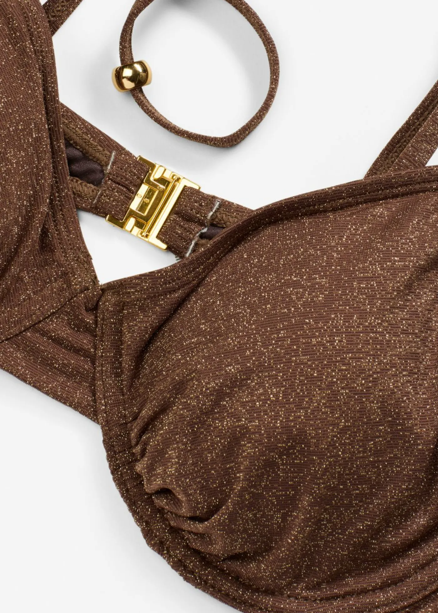 Best Top de bikini con aros de material brillante Mujer Copas Grandes (D-G)|Conjuntos De Traje De Baño