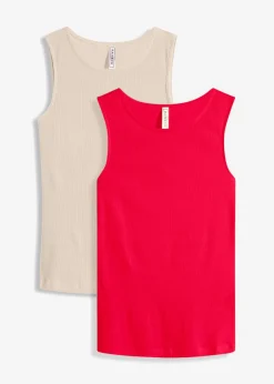 Sale Top de canalé de algodón orgánico puro (2 unidades) Mujer Básicos|Camisetas