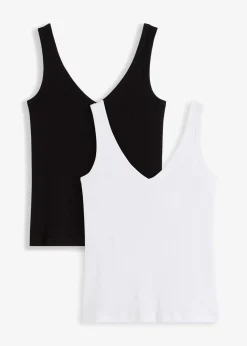 Sale Top de canalé de algodón orgánico puro (2 unidades) Mujer Camisetas