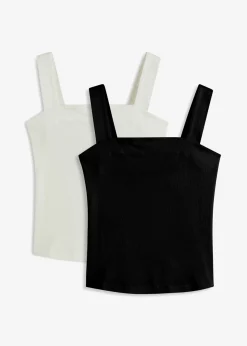 Outlet Top de canalé de algodón orgánico (2 unidades) Mujer Camisetas Interiores|Básicos