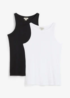 Discount Top de canalé de algodón orgánico puro (2 unidades) Mujer Camisetas Interiores|Básicos