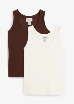 Hot Top de canalé de algodón orgánico (2 unidades) Mujer Camisetas Interiores|Básicos
