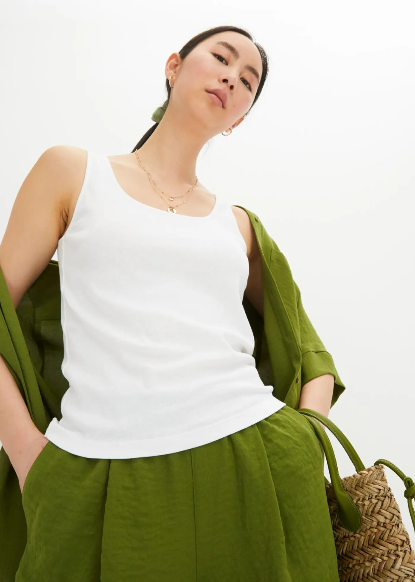 Discount Top de canalé de algodón puro Mujer Camisetas Interiores|Básicos