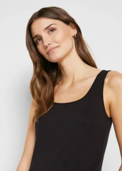 Top de canalé de algodón puro Mujer Camisetas Interiores|Básicos