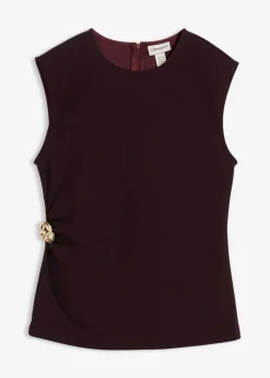 Top de crepé con hebilla decorativa Mujer Esenciales|Camisetas