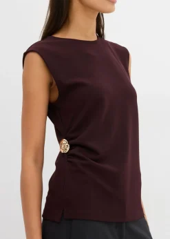 Top de crepé con hebilla decorativa Mujer Esenciales|Camisetas