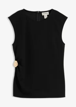 New Top de crepé con hebilla decorativa Mujer Esenciales|Camisetas