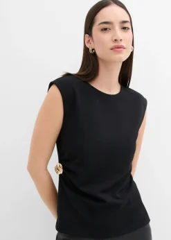 New Top de crepé con hebilla decorativa Mujer Esenciales|Camisetas