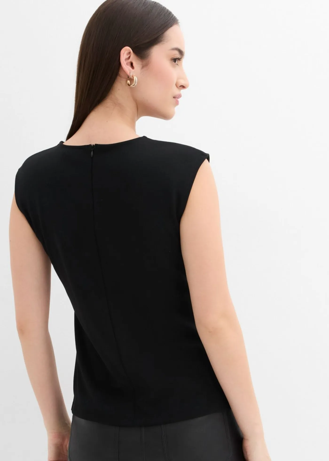 New Top de crepé con hebilla decorativa Mujer Esenciales|Camisetas