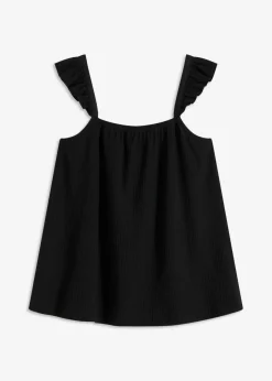 Outlet Top de crepé de punto con tirantes con volantes Mujer Camisetas