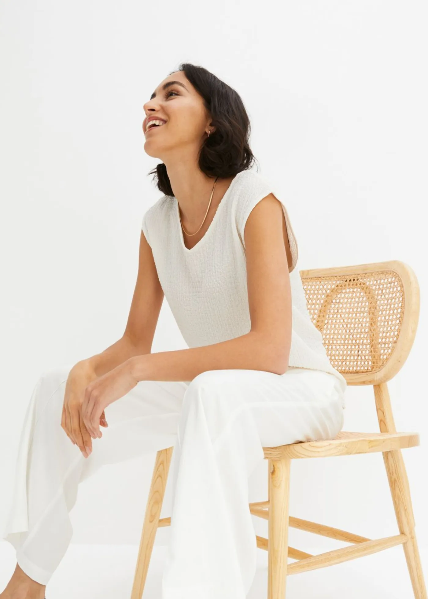 Sale Top de crepé ligero Mujer Camisetas