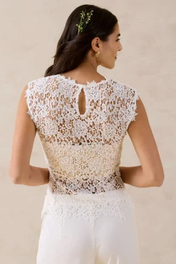New Top de encaje Mujer Camisetas|Novedades