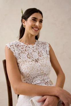 New Top de encaje Mujer Camisetas|Novedades