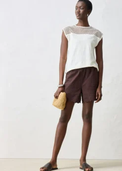 Outlet Top de lino puro Mujer Premium|Camisetas
