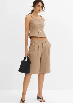Best Top de mezcla de algodón elástico con tirantes finos Mujer Conjuntos De Ropa|Camisetas