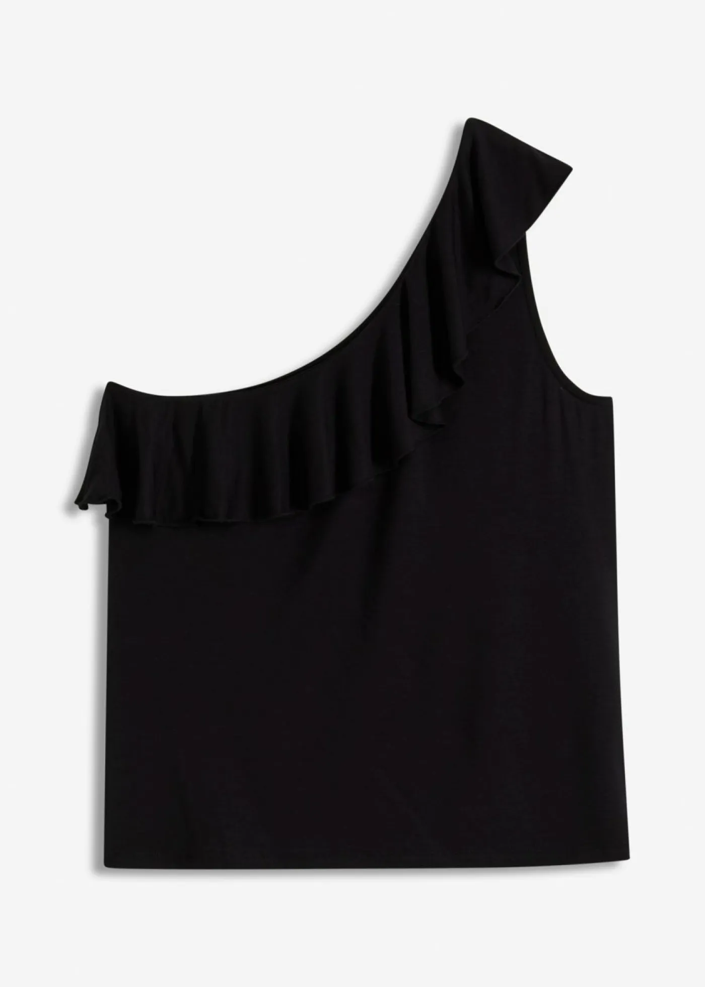 Best Top de mezcla de viscosa suave con un hombro al descubierto y volante decorativo Mujer Camisetas