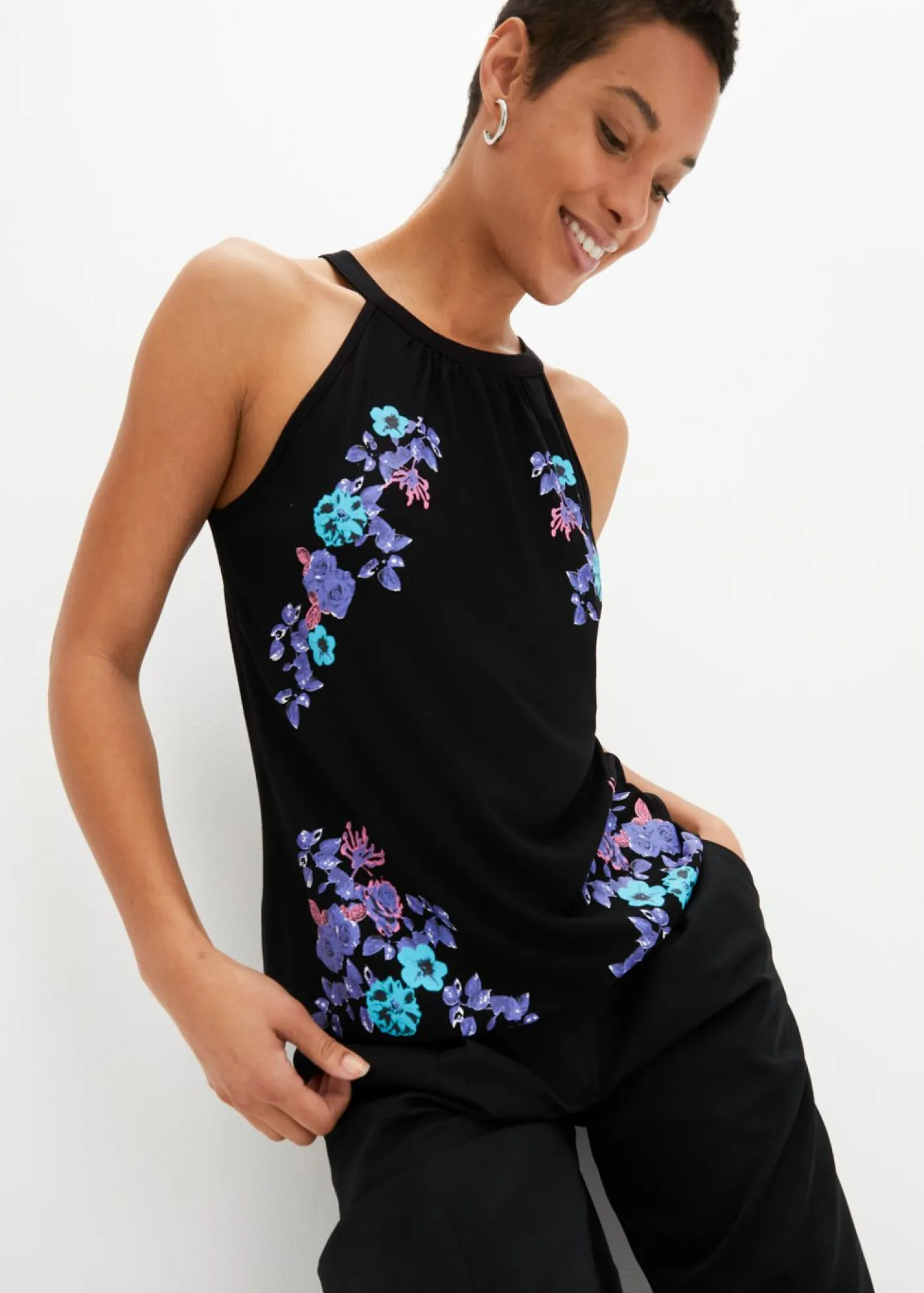 New Top de mezcla de viscosa fluida Mujer Camisetas