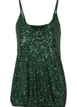 Hot Top de mezcla de viscosa suave con tirantes finos y lentejuelas Mujer Camisetas