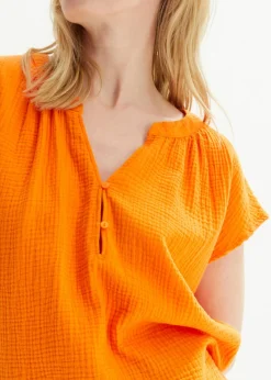 New Top de muselina de algodón puro Mujer Camisas Y Blusas