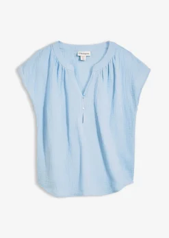 New Top de muselina de algodón puro Mujer Camisas Y Blusas