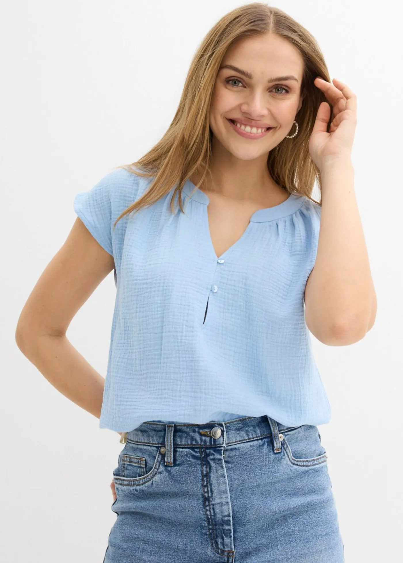 New Top de muselina de algodón puro Mujer Camisas Y Blusas