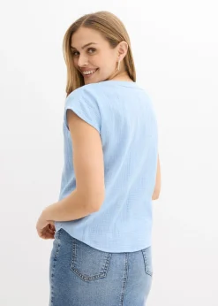 New Top de muselina de algodón puro Mujer Camisas Y Blusas