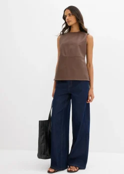 Top de piel sintética Mujer Esenciales|Camisetas